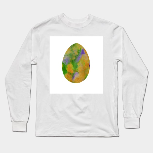 Easter egg - bright and colorful, isolated on white background. Watercolor textured painting. Design for background, cover and packaging, Easter and food illustration, greeting card. Long Sleeve T-Shirt by Olesya Pugach